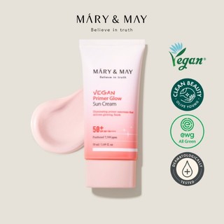 Kem chống nắng lót phủ lì Mary&May Vegan Primer Glow Sun Cream SPF50+ PA++++ 50ml