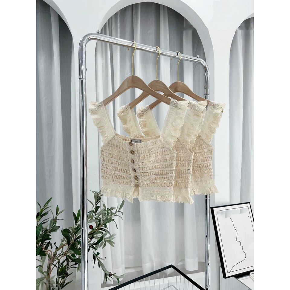 Áo Hai Dây 2s, Áo Đi Biển Ren Móc Hàng Quảng Châu