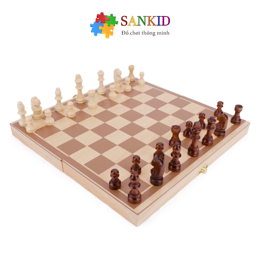 Bàn cờ vua cho bé Đồ chơi gỗ Sankid