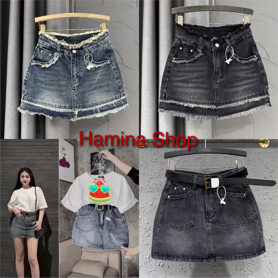 [QUÀ TẶNG LÀ DÂY BUỘC TÓC TRƠN MÀU BẠN NHÉ] Chân Váy Bò Jeans Dáng Ngắn Hàng Công Ty Xuất Khẩu 3 size SML
