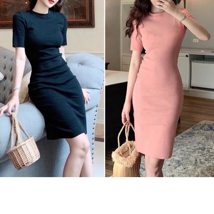 SALE SIÊU RẺ Đầm body trơn dễ thương chất thun nhiều màu sắc