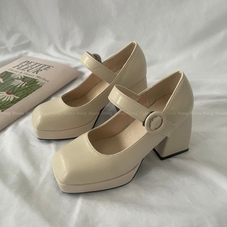Cao gót / Marry Jane PongShoes mũi vuông- Full Box - Mã 1546