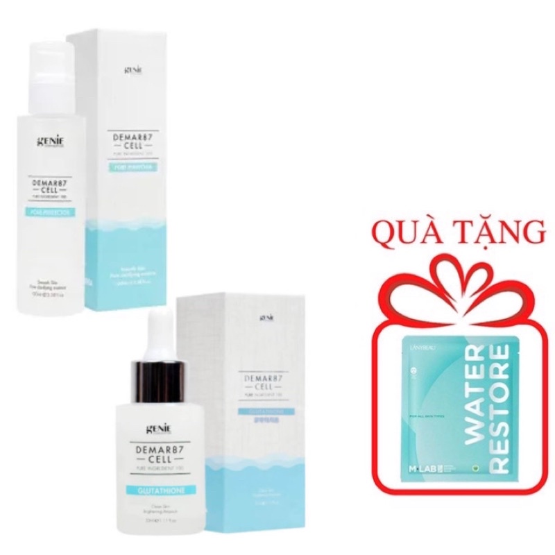 Serum truyền trắng gluthathione + Nước thần se khít lổ chân lông Genie ( chuẩn auth - date mới )