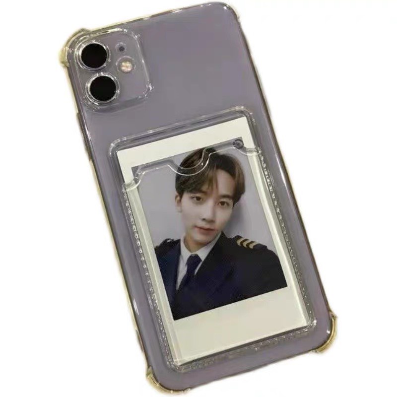 Ốp lưng trong suốt tương thích với X,Xs,Xsmax,7Plus,8Plus/xr/11promax/12promax/11 đến 14promax có ngăn ví đựng thẻ tiện