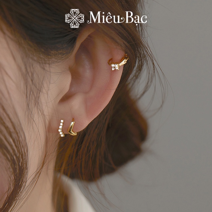 Bông tai bạc nữ Miêu Bạc vòng tròn đeo vành tai cá tính chất liệu s925 phụ kiện trang sức nữ MB04