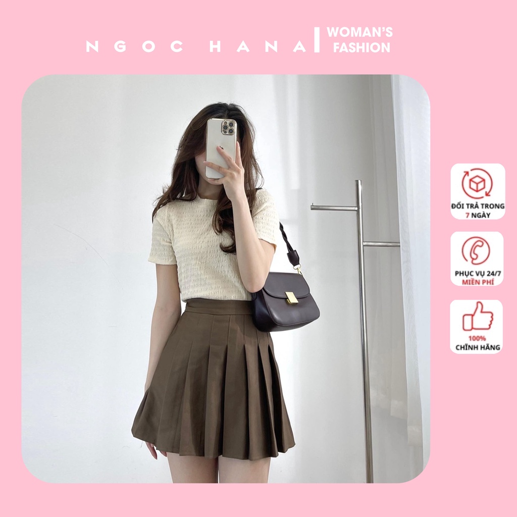 Áo xốp nhăn cổ tròn NGOCHANA Basic Phối Đồ Phong Cách Hàn Quốc HA01