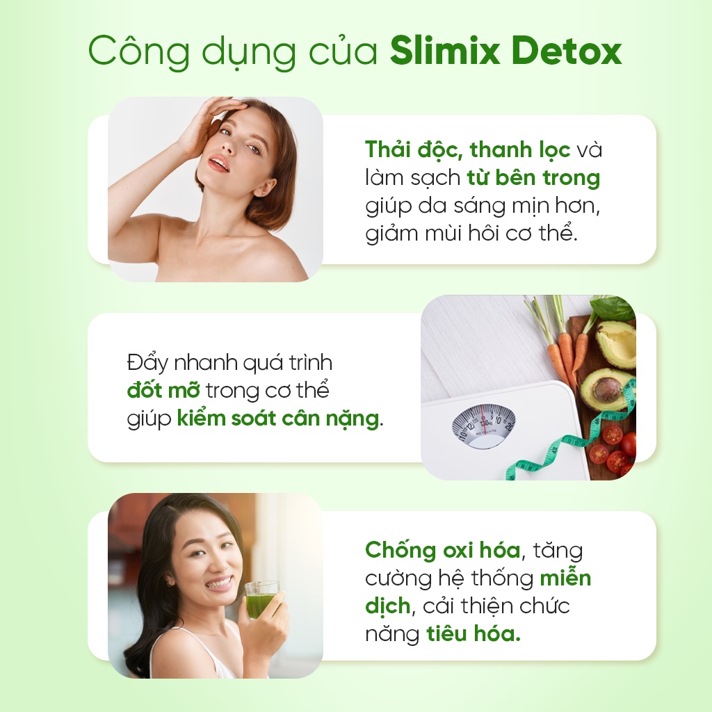 SLIMIX DETOX - Thực phẩm thanh lọc, giải độc cơ thể - Hỗ trợ giảm cân, da sáng, dáng xinh
