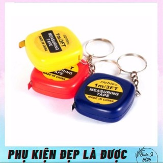 Thước kéo mini dài 1m kiêm móc khóa, thước dây rút mini 1m treo móc khóa tiện dụng đo đạc trong bản vẽ, học tập