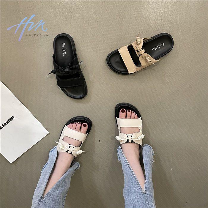 Dép Sandal Đế Phẳng Dày Dặn Phong Cách La Mã Thời Trang Mùa Hè 2023 Cho Nữ