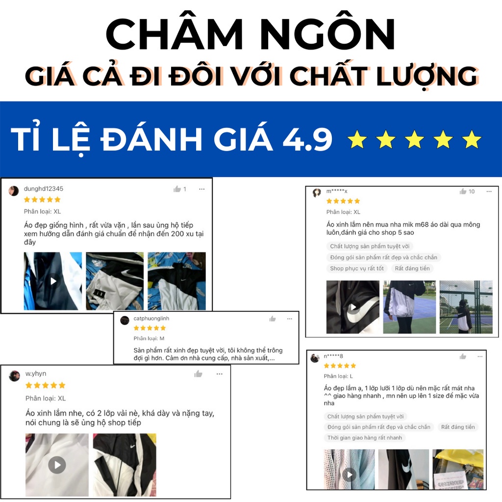 Áo khoác gió Nike chính hãng đôi nam nữ 2 lớp unisex chất liệu dù cao cấp unisex form rộng brand jacket 125