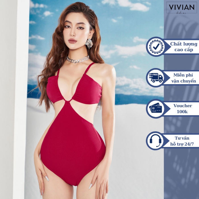 Đồ bơi nữ cao cấp 𝐕𝐈𝐕𝐈𝐀𝐍 dạng một mảnh cut-out sexy - màu Đỏ - VS179_RD