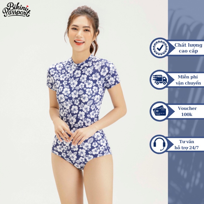 Đồ bơi Nữ BIKINI PASSPORT kiểu Một mảnh tay ngắn- màu Floral - BS184_FLO