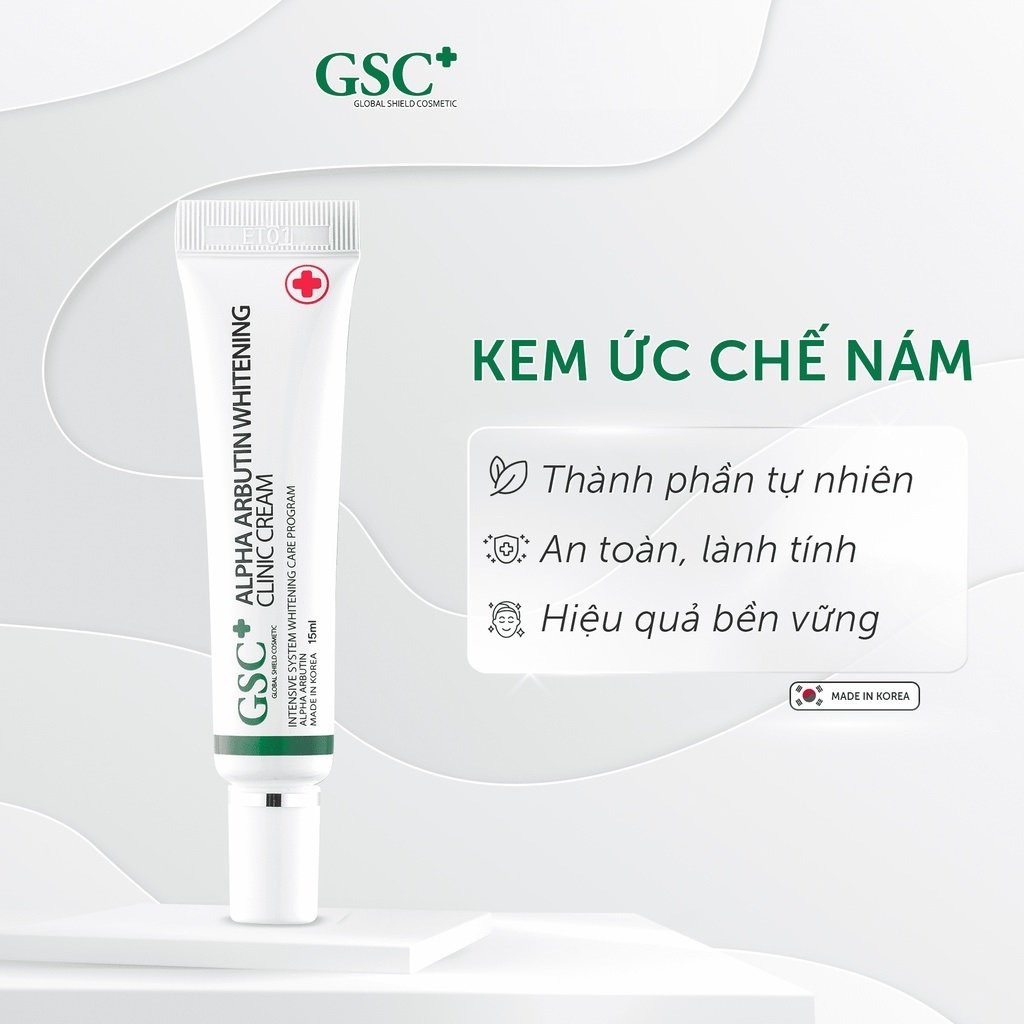 Kem Ức Chế Nám GSC Alpha Arbutin Whitening Clinic Cream 15ml - hàng Chính hãng