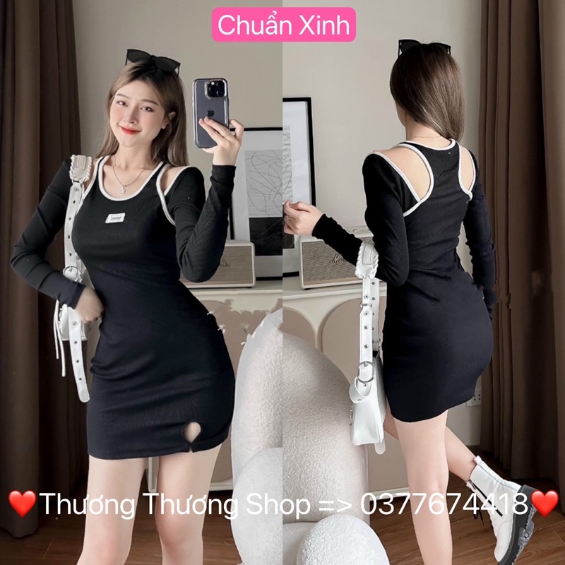 Đầm Ôm Body PHỐI TAY DÀI SÀNH ĐIỆU PHONG CÁCH