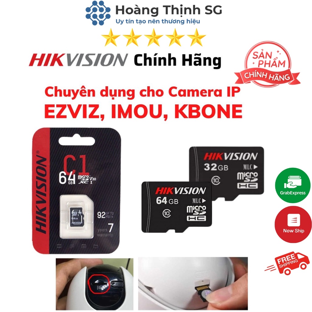 Thẻ nhớ 32GB 64GB microSD Hikvision tốc độ 92MB/S class 10, thẻ nhớ 64GB microSD cho camera - Hàng chính hãng