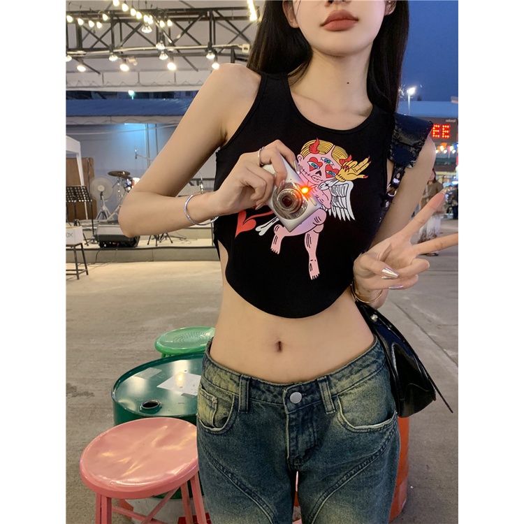 QKOOLE  Áo Croptop Sát Nách Dáng Rộng Thời Trang Đi Biển Mùa Hè Cho Nữ