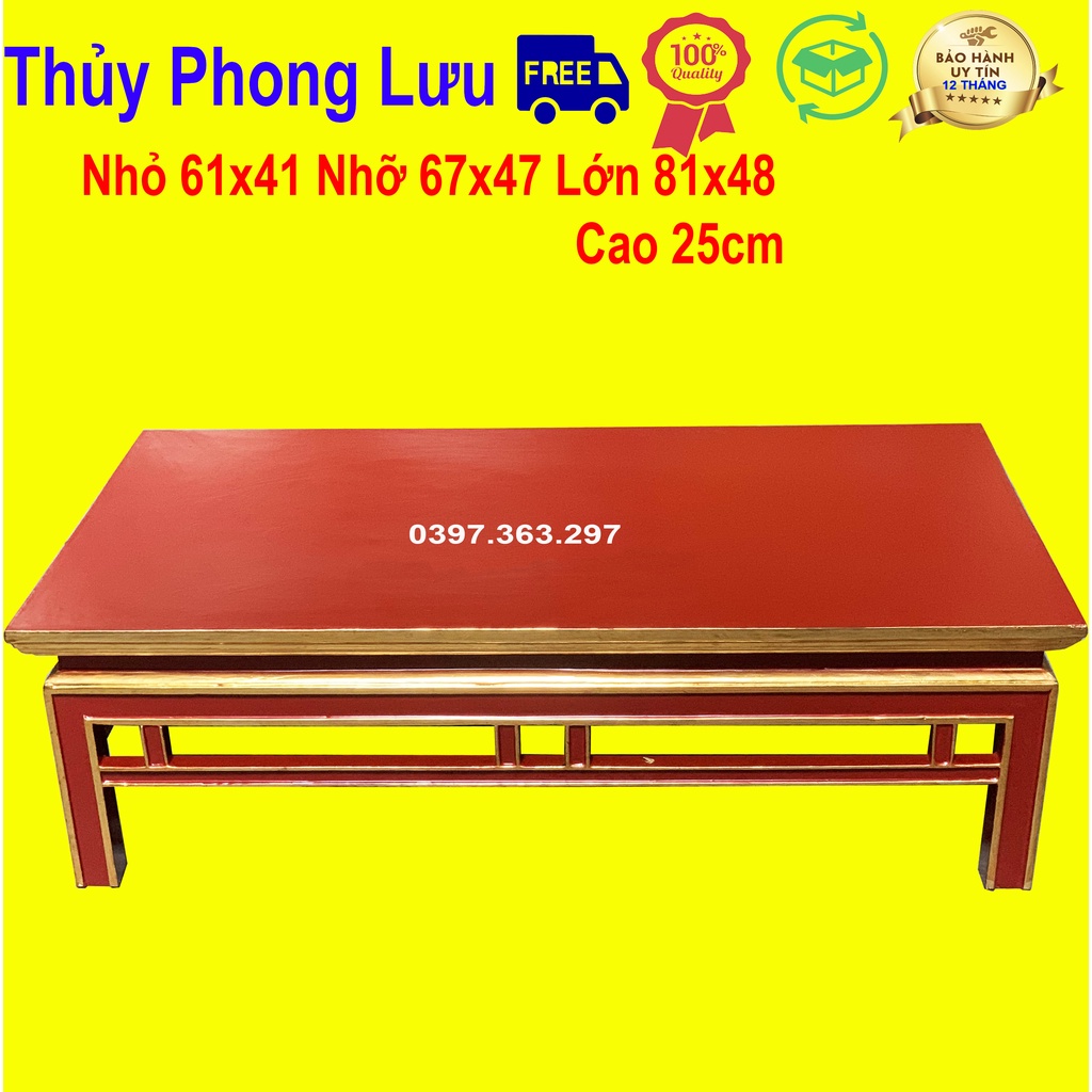 Bàn thờ osin chiện sơn son chữ nhật gỗ mít cao 25cm