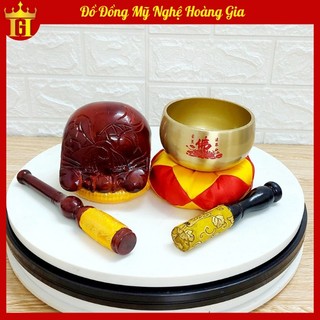 Chuông mõ tụng kinh 4inch kích thước 10cm, bộ chuông mõ dùng tại gia