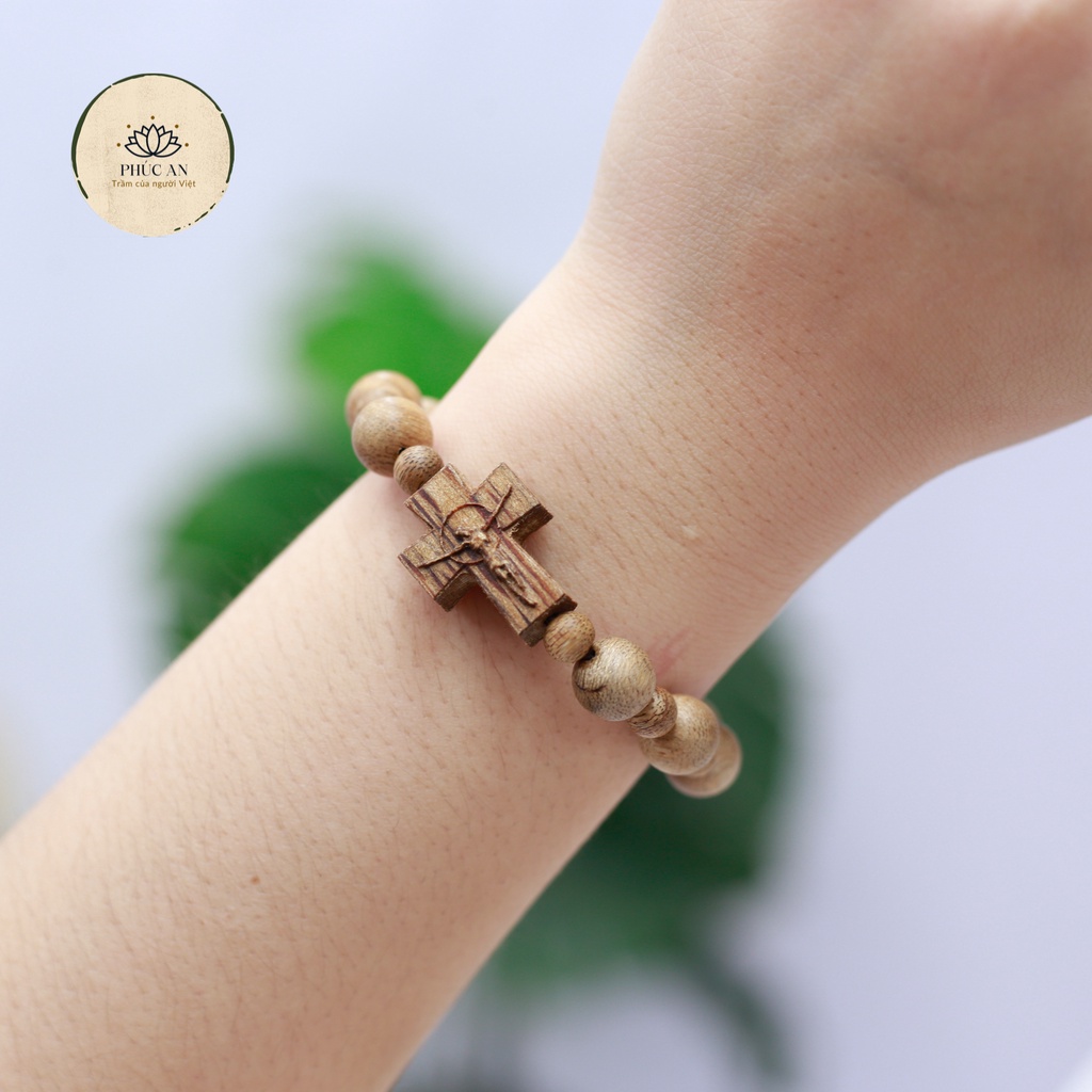 Chuỗi Mân Côi 10 hạt Trầm Hương 10mm, Tràng hạt Công Giáo đeo tay , trầm kiến tự nhiên Quảng nam.
