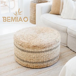 Ghế đôn cói lục bình bèo BEMIAO hình trụ tròn ghế ngồi đa năng, bàn đa năng uống trà cafe, trang trí decor nhà, ghế sofa