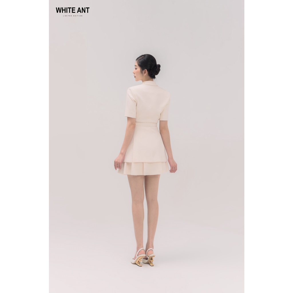 Áo Blazer Tay Ngắn Kèm Dây Đai Và Chân Váy Xòe Ngắn Trẻ Trung Nữ White Ant Hàng Thiết Kế Cao Cấp