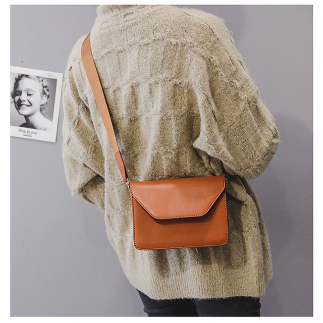 Túi Đeo Vai Bằng Da PU Màu Trơn Thời Trang Dành Cho Nữ