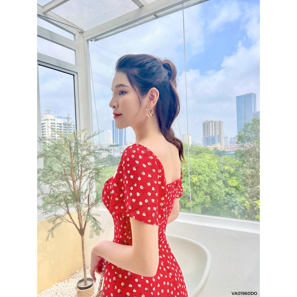 Váy cổ vuông nơ lệch 1VA01960DO Lep'