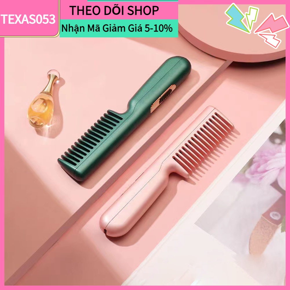 [Hàng Sẵn] Lược Điện Chải Tóc Thẳng Duỗi / Uốn Tóc USB Đa Năng Di Động Cho Du Lịch【Texas053】