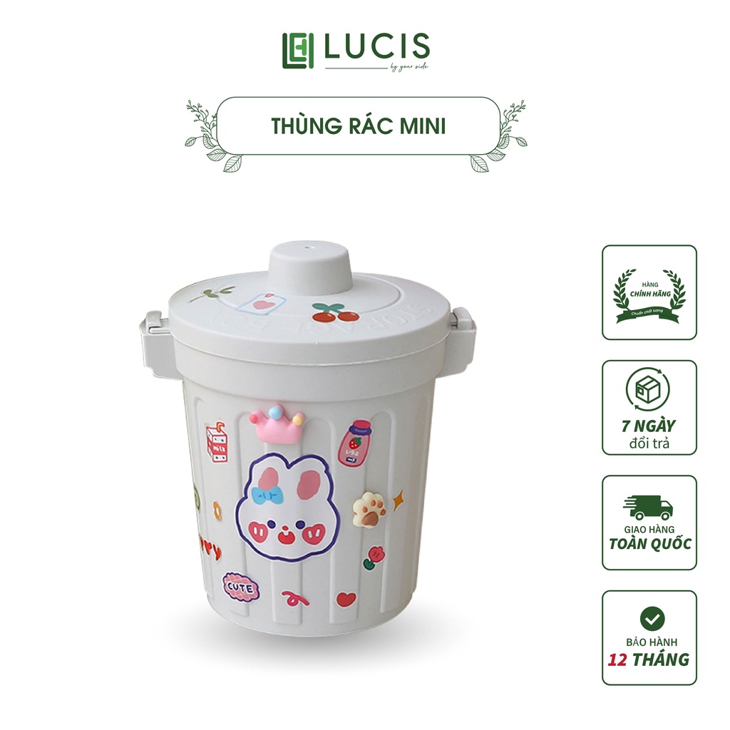 Thùng rác mini để bàn học sinh bàn văn phòng có nắp đựng đồ mini nhỏ dễ thương sáng tạo LUCIS