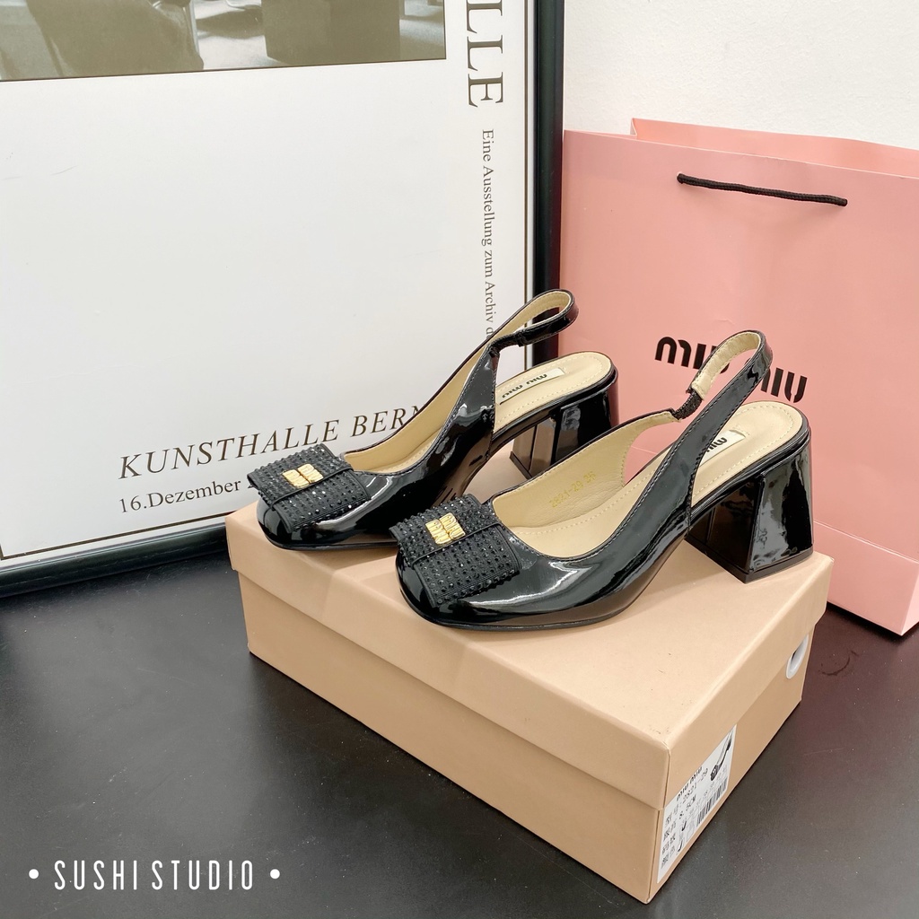 Sandal MIUMIU NƠ ĐÍNH ĐÁ
