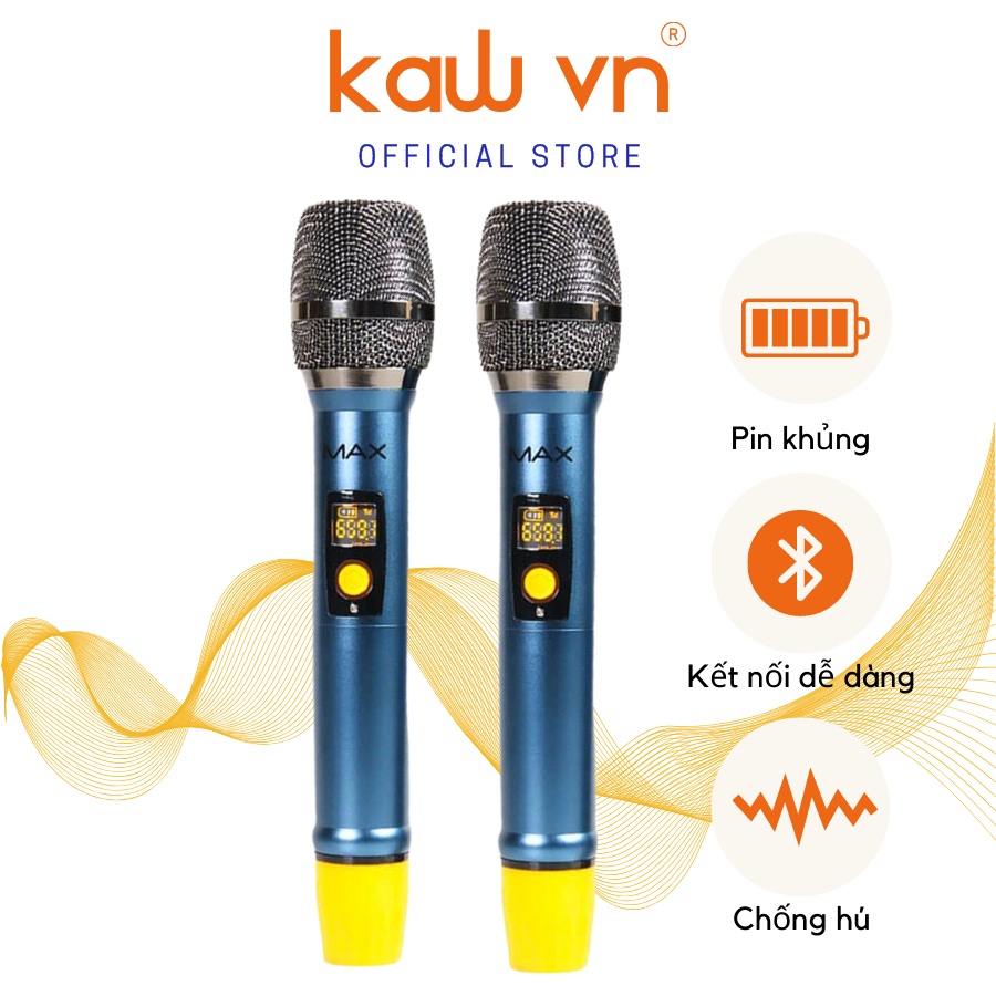 Micro karaoke bluetooth Bộ 2 mic hát Karaoke Max 56 âm thanh chuẩn, pin sạc, chống hú tốt KAW VIETNAM