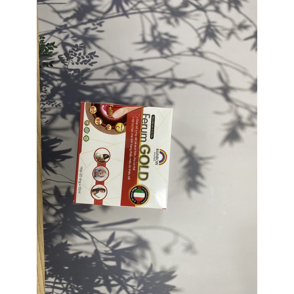 SIRO SẮT FERUM GOLD HỘP 20 ỐNG BỔ SUNG SẮT VÀ ACID FOLIC CHO CƠ THỂ THƠM NGON KHÔNG TANH
