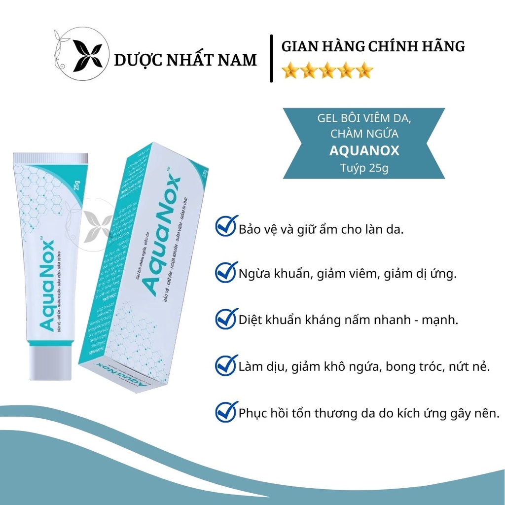 Gel Bôi AQUANOX 25gr - Gel bôi viêm da cơ địa, chàm ngứa (eczema), tổ đỉa, da cơ địa, hắc lào, nấm ngứa đầu.