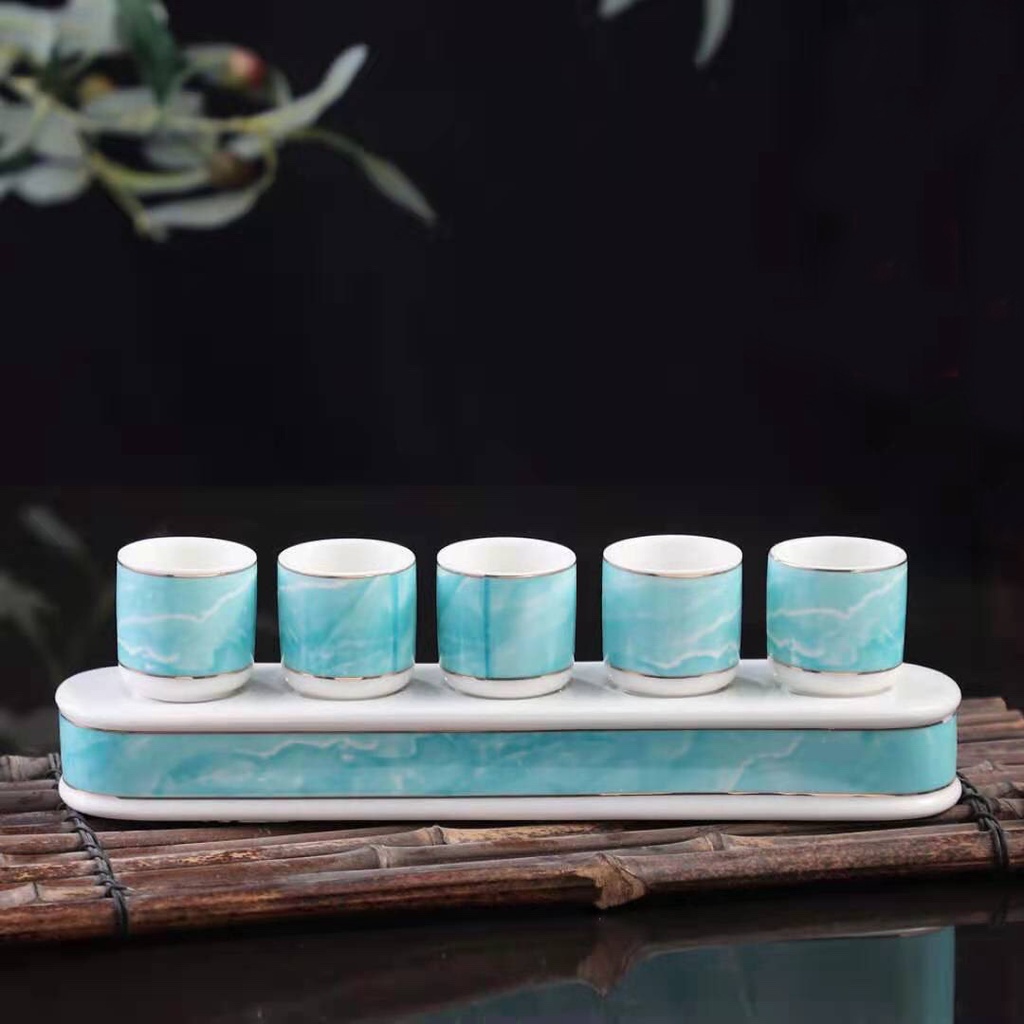 CHUNG BỘ 5 LY 247 XANH CAO 7.5CM