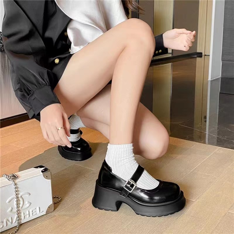 Giày Búp Bê Đế Dày Màu Đen Phong Cách Lolita Cổ Điển Cho Nữ giày lolita