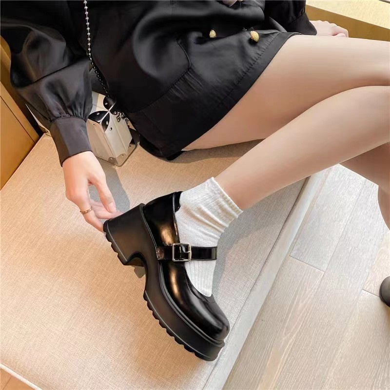 Giày Búp Bê Đế Dày Màu Đen Phong Cách Lolita Cổ Điển Cho Nữ giày lolita