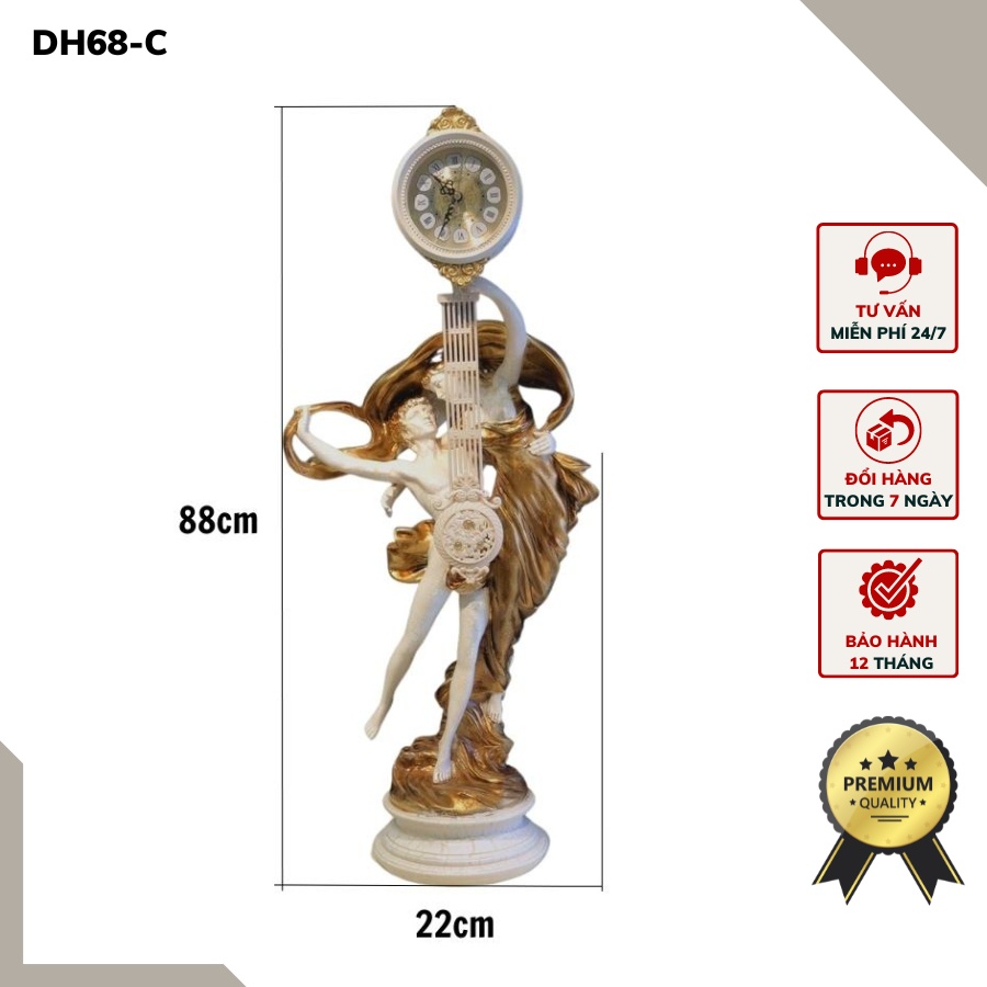 Đồng hồ để bàn DH68-C tượng nam trắng nữ vàng