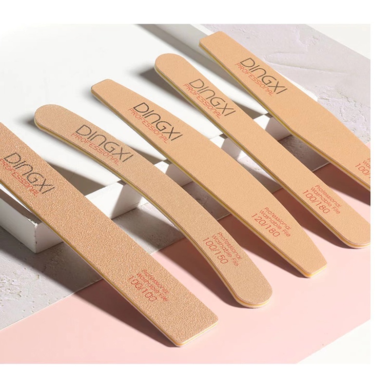 Dũa mỹ DINGXI dũa móng tay siêu bền da bò nâu vàng độ nhám 100/180, dũa móng tay Dingxxi
