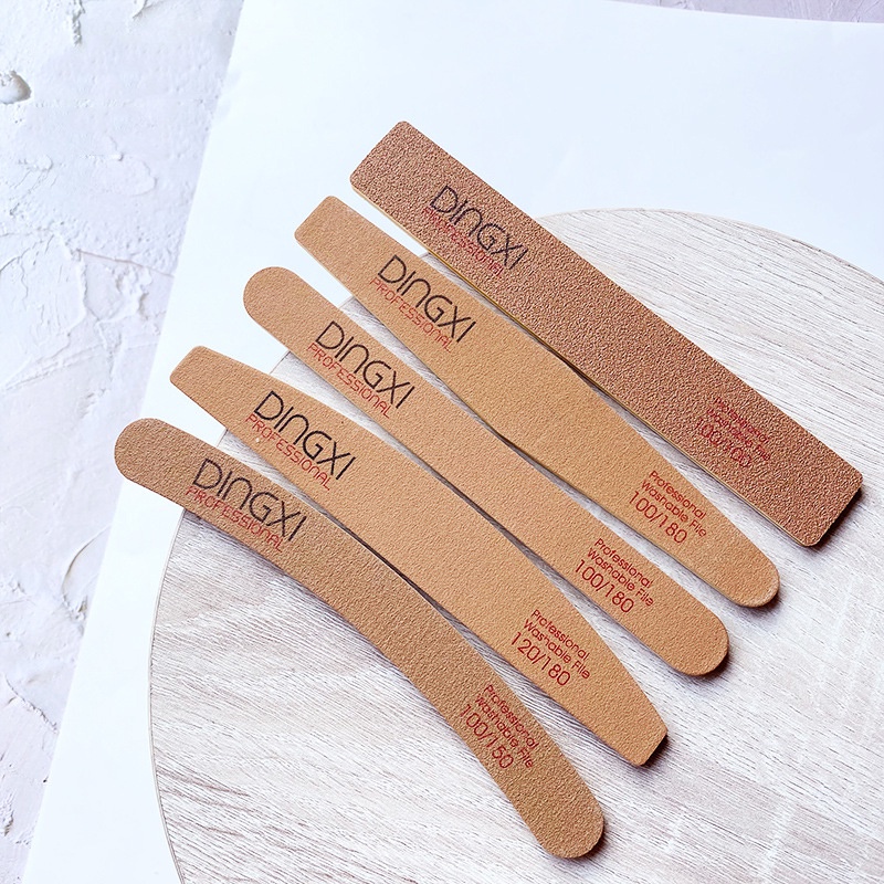 Dũa mỹ DINGXI dũa móng tay siêu bền da bò nâu vàng độ nhám 100/180, dũa móng tay Dingxxi