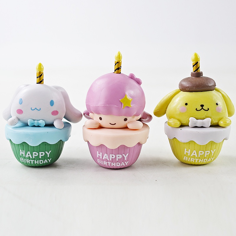 6 cái / bộ sanrio hello kitty my melody kuromi cinnamorol pochacco q phiên bản nhân vật hoạt hình trang trí bánh pvc hình hành động đồ chơi mô hình búp bê trẻ em quà tặng