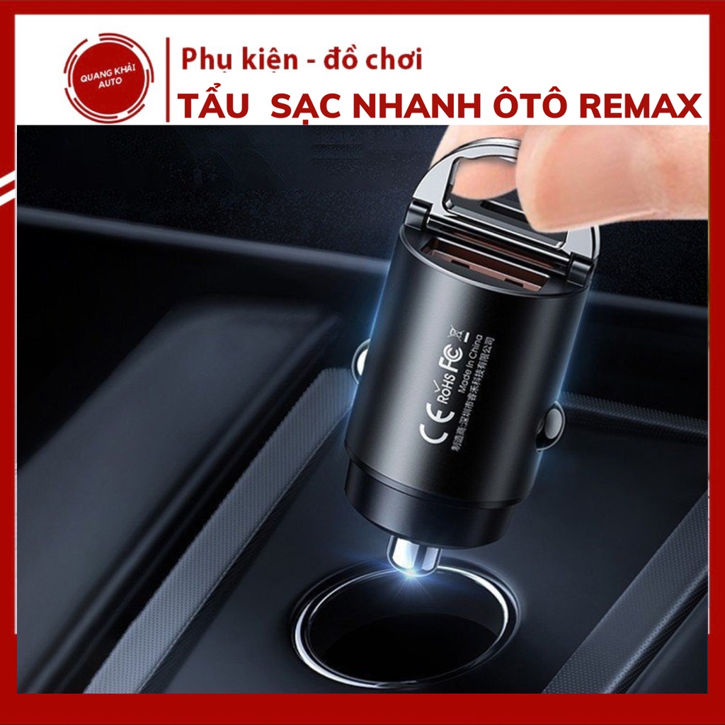 Tẩu sạc ô tô Remax - tẩu sạc nhanh ô tô chính hãng chia đôi 2 đầu cắm tẩu hỗ trợ sạc siêu nhanh Quangkhai.auto
