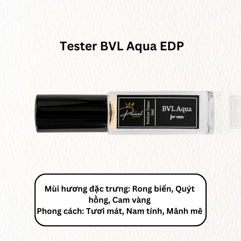 TS16 Tester 5ml Tinh Dầu Thơm BVL Aqua Nước Hoa Nam Dạng Xịt Tươi Mát Nhẹ Nhàng Sảng Khoái