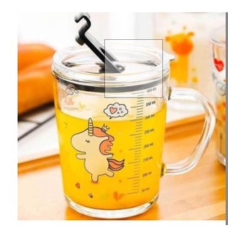 Ly Thủy Tinh Chia Vạch 400ml (Kèm Ống Hút),Ly đo sữa chia vạch