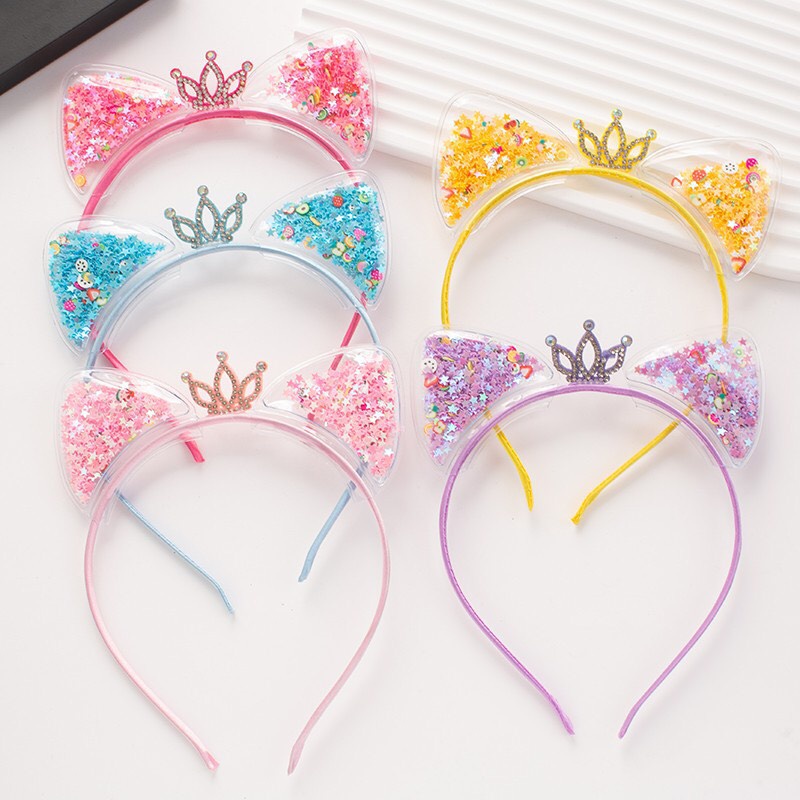 Bờm tóc cho bé gái hình vương miện, tai mèo, tai thỏ óng ánh đáng yêu Vivi House PKT01