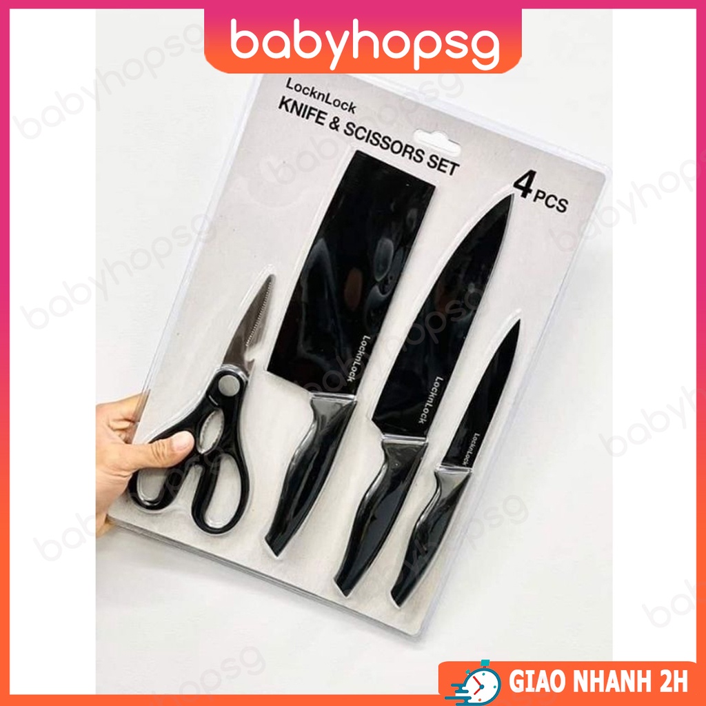 Dao kéo LocknLock Thép không gỉ sắc bén có lớp phủ chống dính Màu đen CKK106S4 - BABYHOPSG