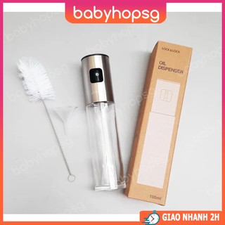 Bình xịt dầu ăn lock&lock cko109 dung tích 100ml bằng thủy tinh kèm phễu và cọ rửa - babyhopsg