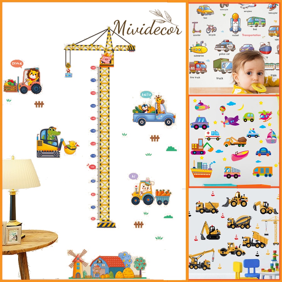 Decal dán tường Ô Tô phương tiện giao thông xe ôtô xe công trình