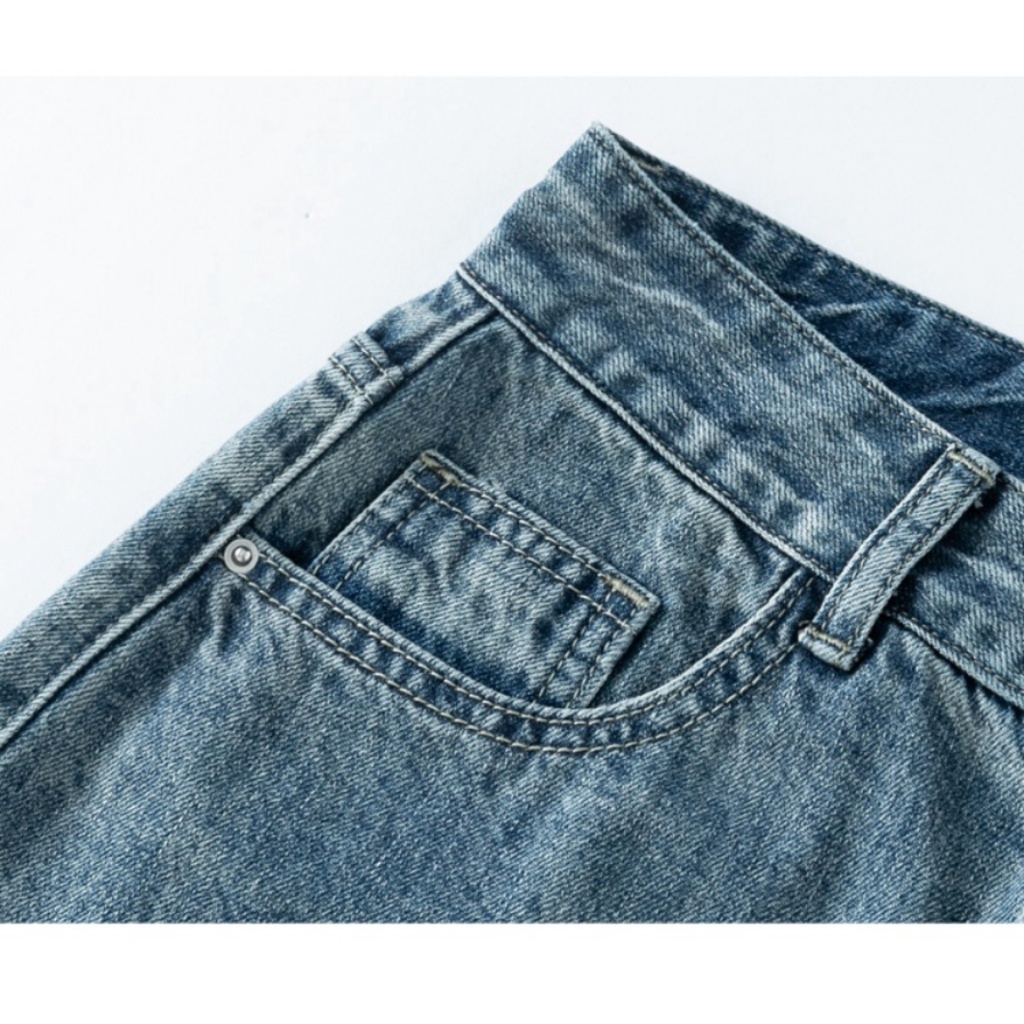 Quần Jean Nữ Màu Xanh Retro Ống Rộng Lưng Cao Uzllang Mặc Lên Cực Tôn Dáng Siêu Hot - 552