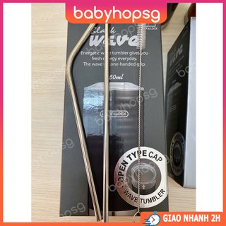 Ống hút inox 304 cong, thẳng, cọ rửa ống hút - babyhopsg