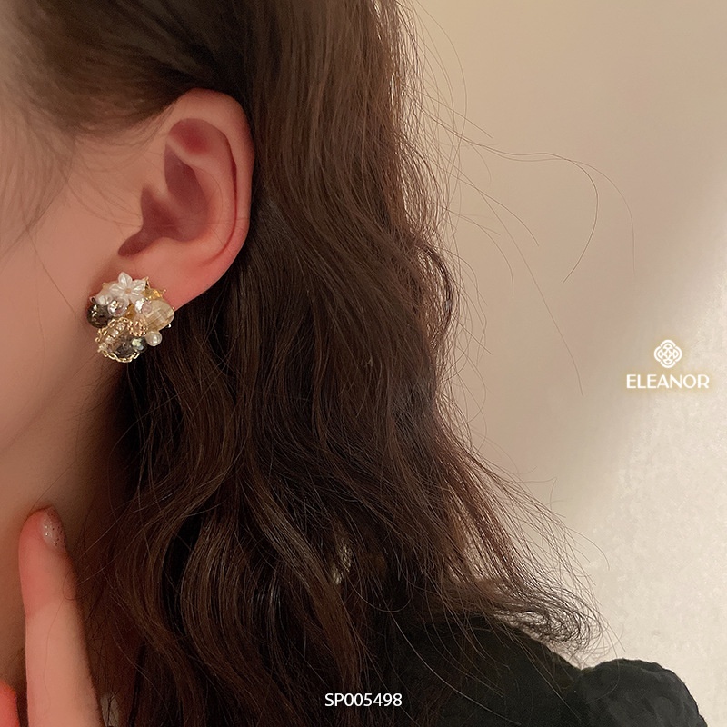 Bông tai nữ chuôi bạc 925 Eleanor Accessories hình hoa đính đá phong cách trẻ trung phụ kiện trang sức 5498
